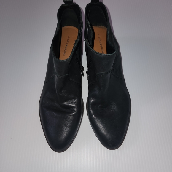 Lucky Brand Leather Black Ankle Boots Size 10 - Picture 2 of 4
